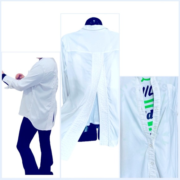 Define Your Inspiration- Women's White Button Down back Split Blouse - Picture 1 of 5